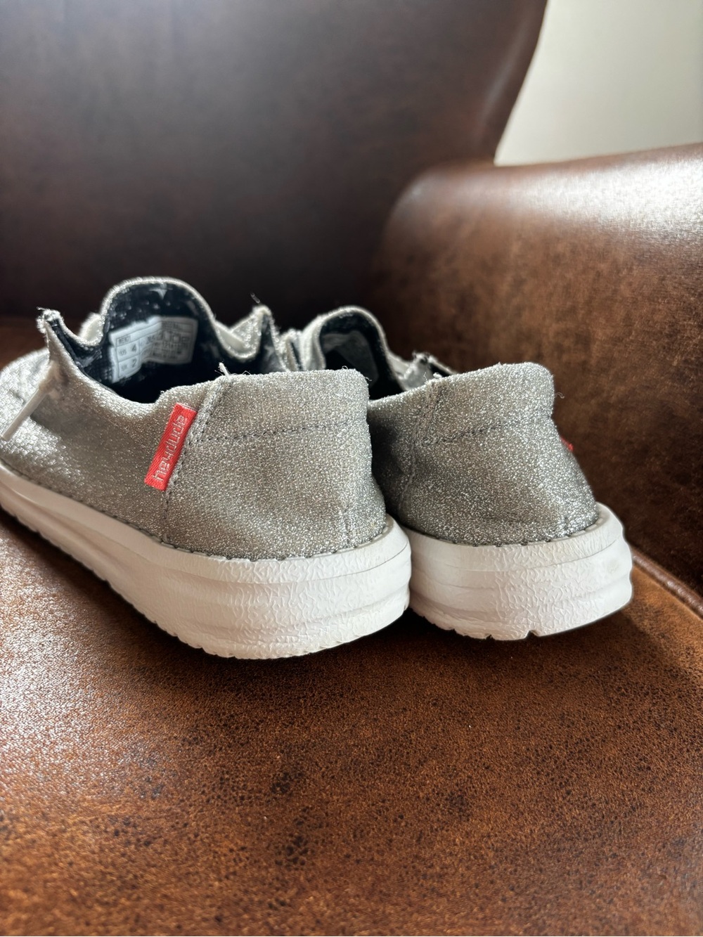 Hey Dude Kids Metallic Silver Slip-On Sneakers